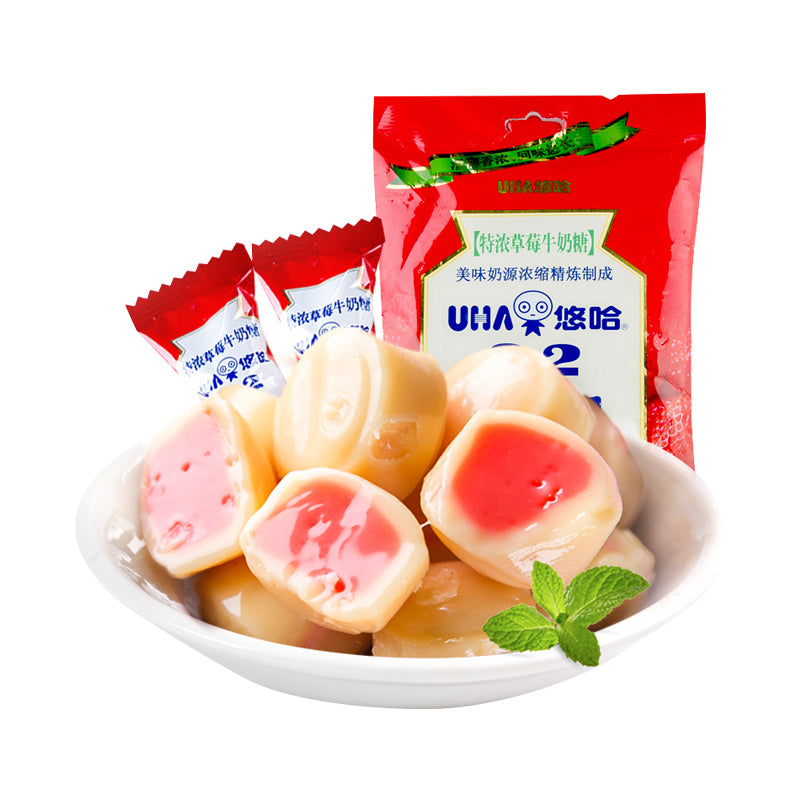 Délicieux UHA Riche en Lait Candy Saveur Fraise 120g