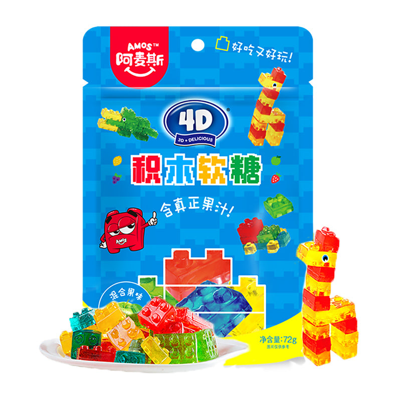 Delicious Amos 4D Creative Building Blocks Gummy Candy 72g