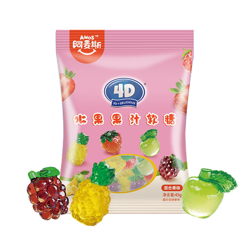 Delicious Amos 4D Jus de Fruits Gelée Bonbons Gélifiés 45g