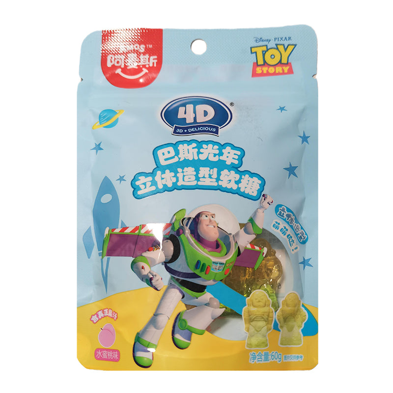 Delicious Amos 4D Peach Buzz Lightyear Gummy Candy 60g