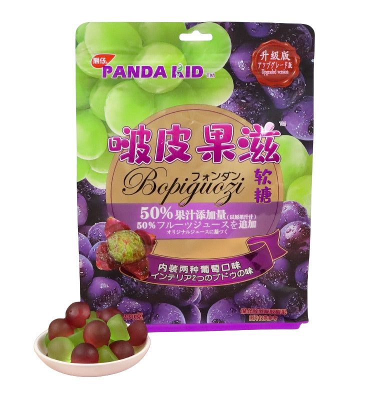 Délicieux Panda Kid Bonbons gélifiés au raisin pelables Variétés de raisins doubles 208g