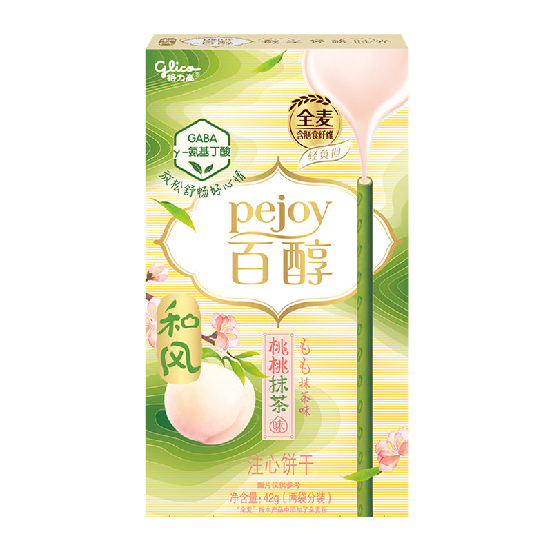 Glico Pejoy Bâtonnets de Biscuit Matcha Pêche Blanche 42g