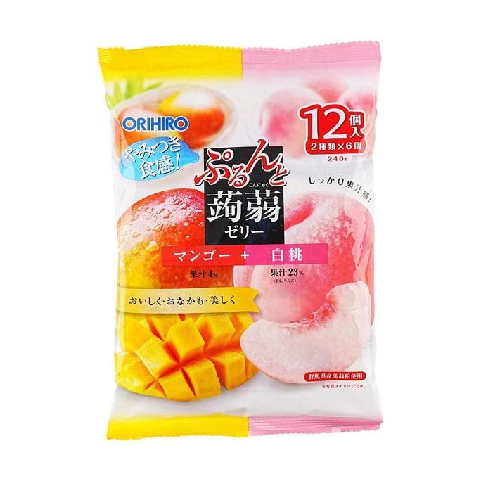 ORIHIRO Konjac Jelly Pouch Mango &amp; White Peach Flavor 12 pieces 8.5 oz | Snacksgift