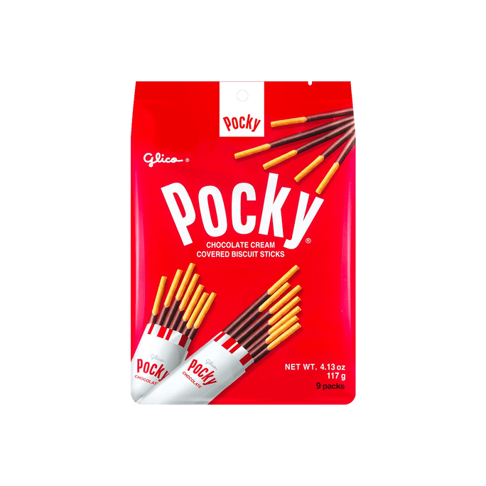 GLICO Classic Chocolate Pocky Cookie Sticks - Family Pack, 9 Packs | Snacksgift